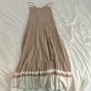 New with tags midi cream and beige summer dress